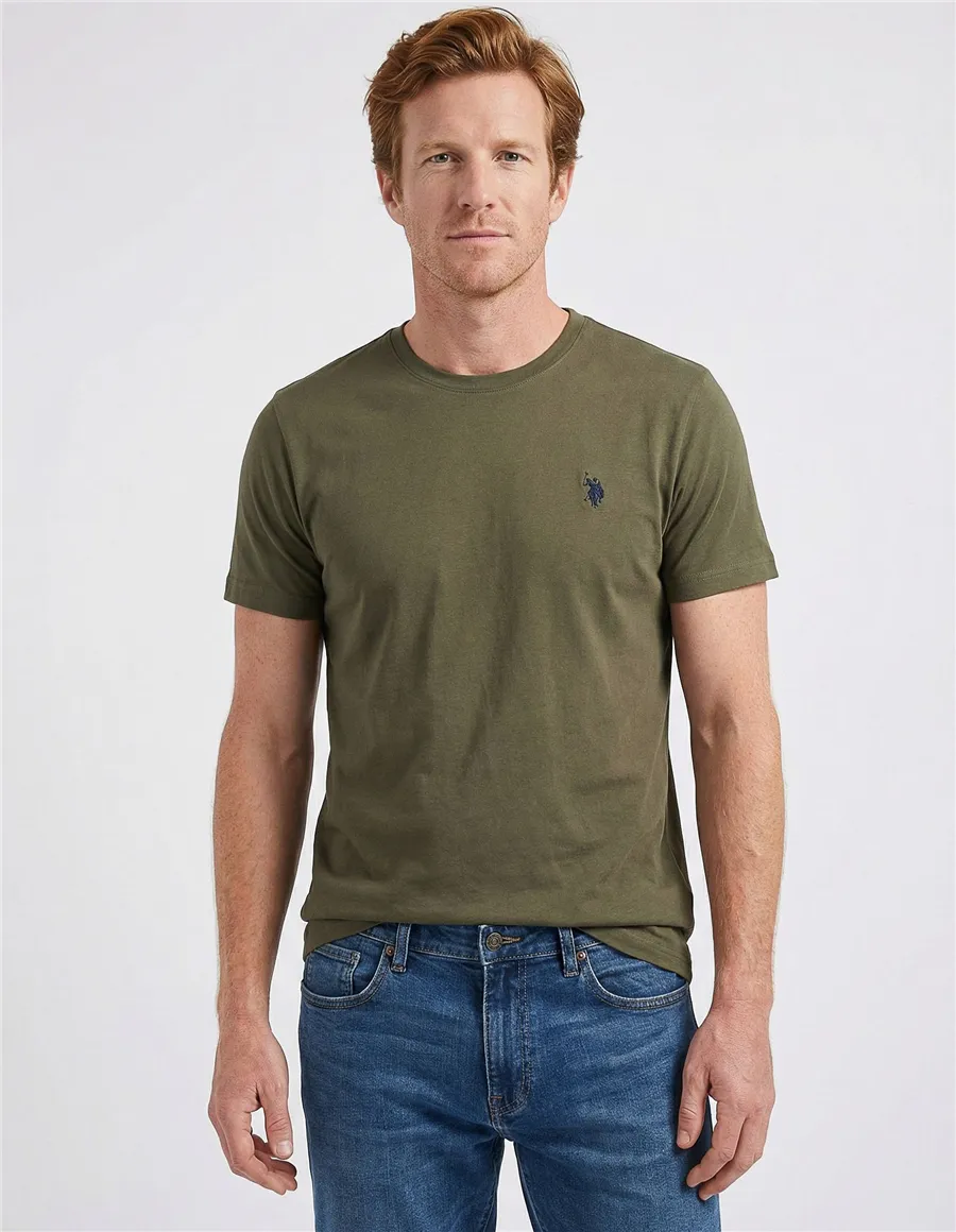 T-shirt uomo girocollo verde militare
