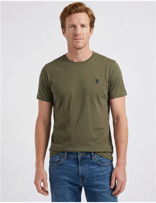 T-shirt uomo girocollo verde militare