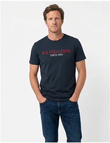 T-shirt uomo con ricamo blu