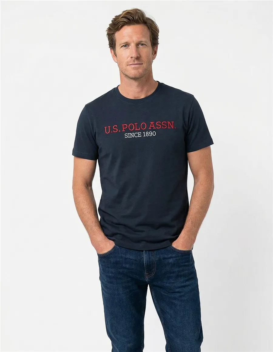 T-shirt uomo con ricamo blu