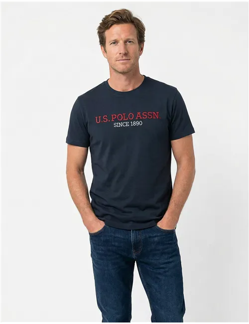 T-shirt uomo con ricamo blu