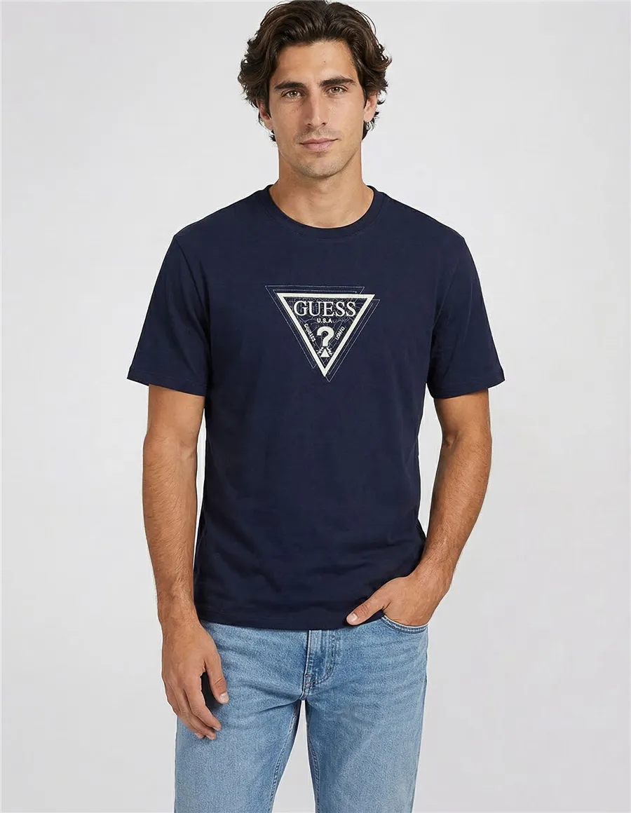 T-shirt uomo con logo triangolare blu