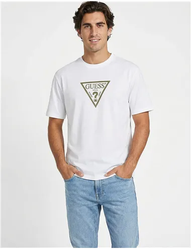 T-shirt uomo con logo triangolare bianco