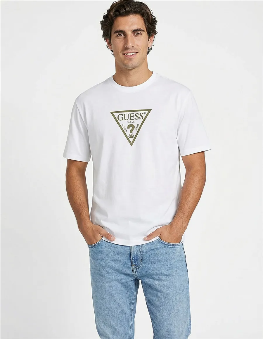 T-shirt uomo con logo triangolare bianco