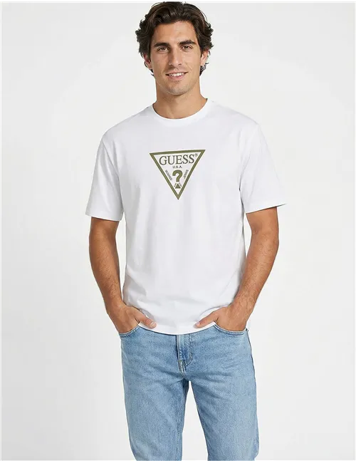 T-shirt uomo con logo triangolare bianco