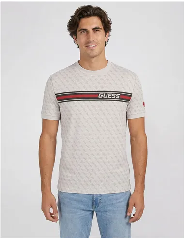 T-shirt uomo con logo all over bianco
