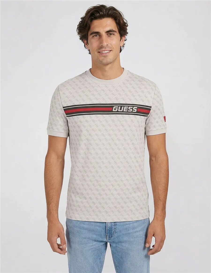 T-shirt uomo con logo all over bianco