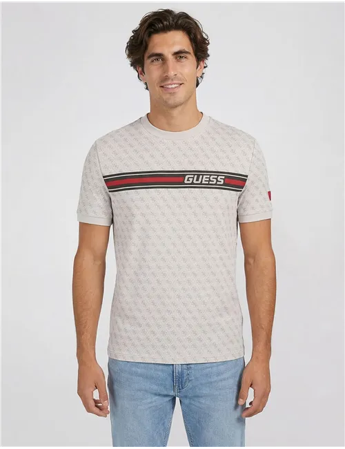 T-shirt uomo con logo all over bianco
