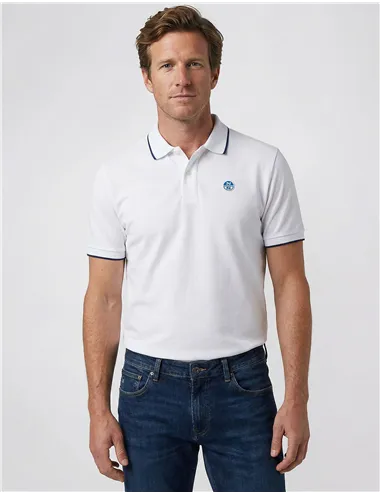 Polo uomo con bordi a contrasto bianco
