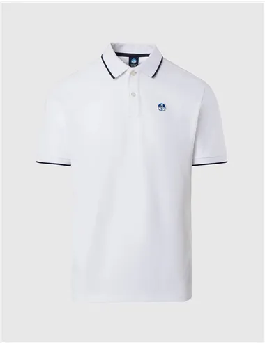 Polo uomo con bordi a contrasto bianco