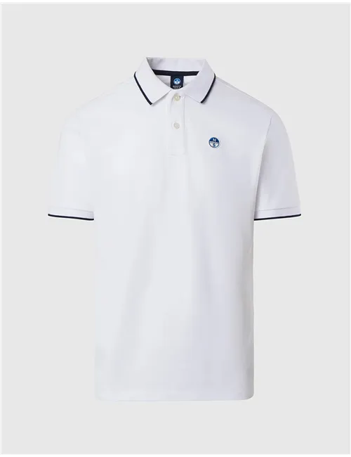 Polo uomo con bordi a contrasto bianco