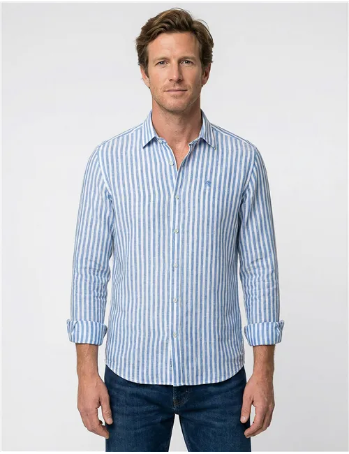 Camicia uomo a righe bianco azzurro