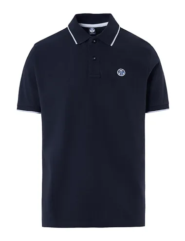 Polo uomo con bordi a contrasto blu navy