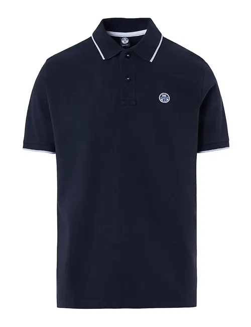 Polo uomo con bordi a contrasto blu navy