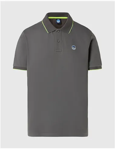 Polo uomo con bordi a contrasto grigio