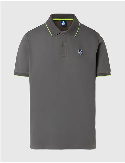 Polo uomo con bordi a contrasto grigio