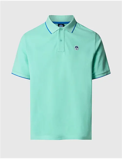 Polo uomo con bordi a contrasto verde acqua