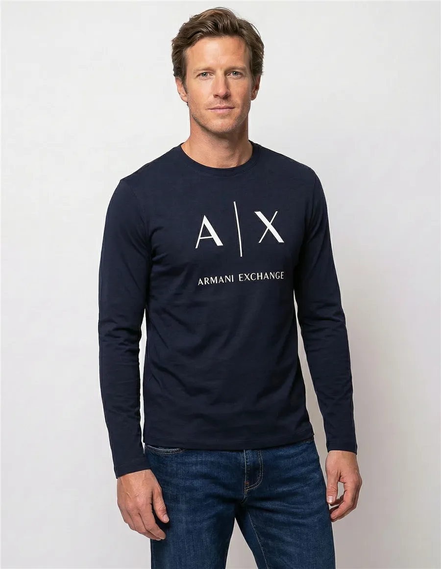 T-shirt uomo con logo blu navy