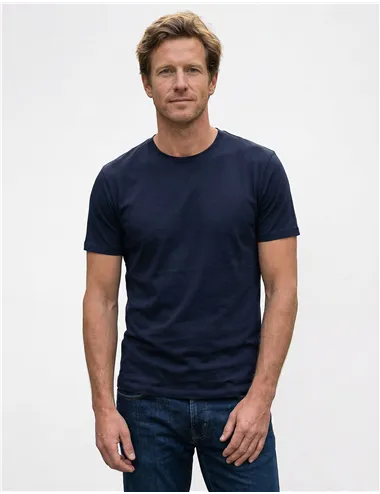 T-shirt uomo in cotone Pima blu navy