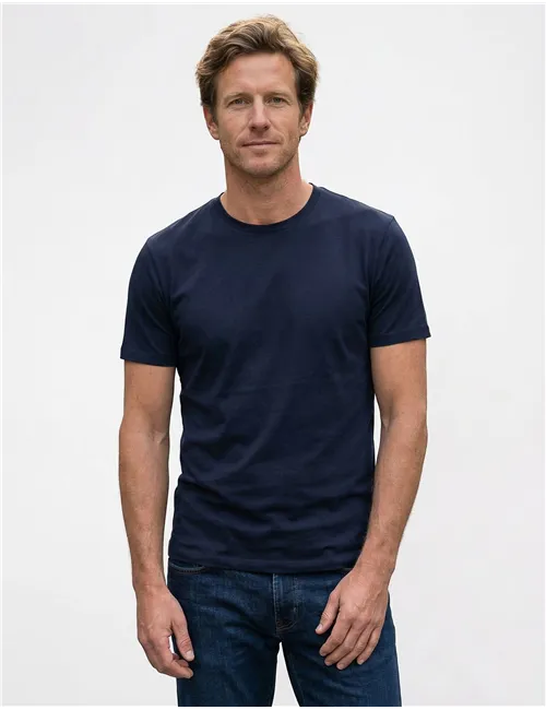 T-shirt uomo in cotone Pima blu navy