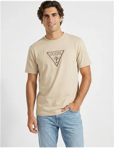 T-shirt da uomo in cotone beige