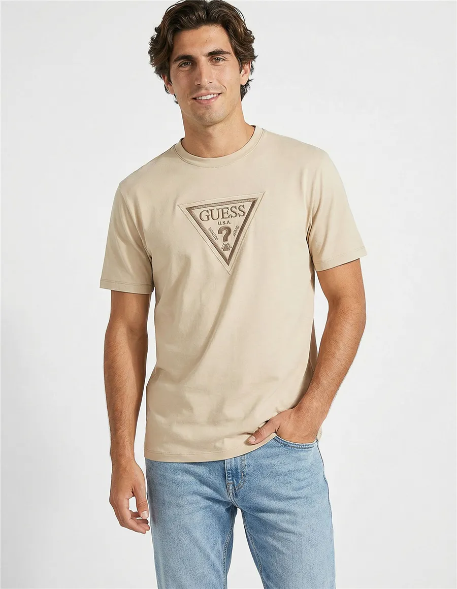 T-shirt da uomo in cotone beige