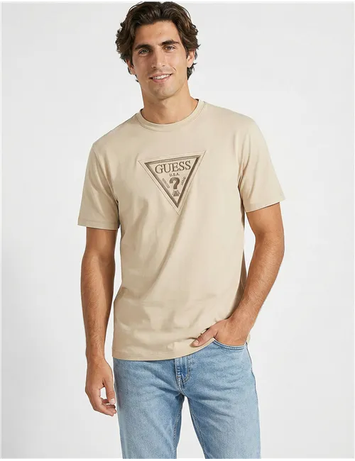 T-shirt da uomo in cotone beige
