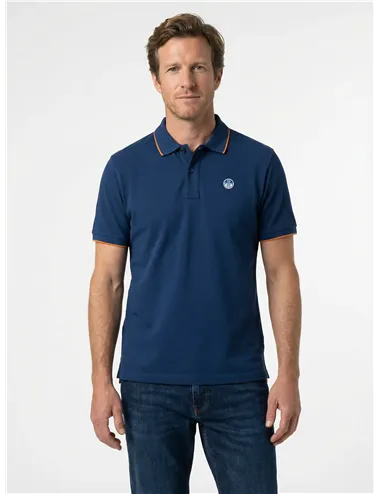 Polo uomo con bordi a contrasto blu