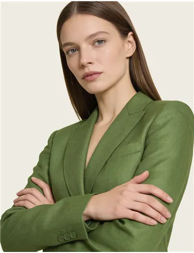 Blazer monopetto lino donna Nalut verde oliva