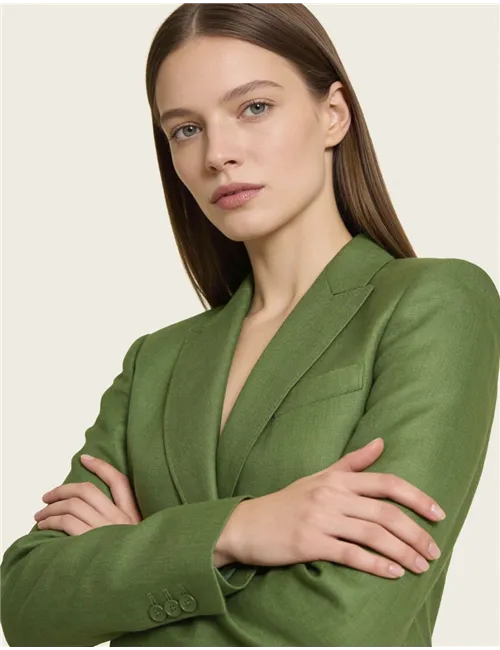 Blazer monopetto lino donna Nalut verde oliva