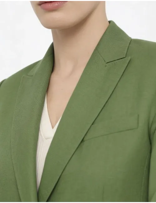 Blazer monopetto lino donna Nalut verde oliva