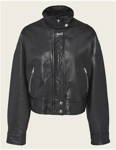 Giacca di pelle collo alto donna Angel nero