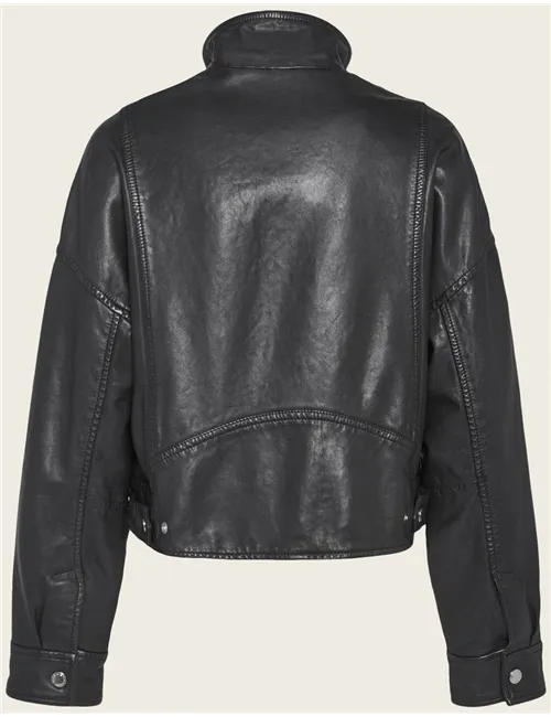 Giacca di pelle collo alto donna Angel nero