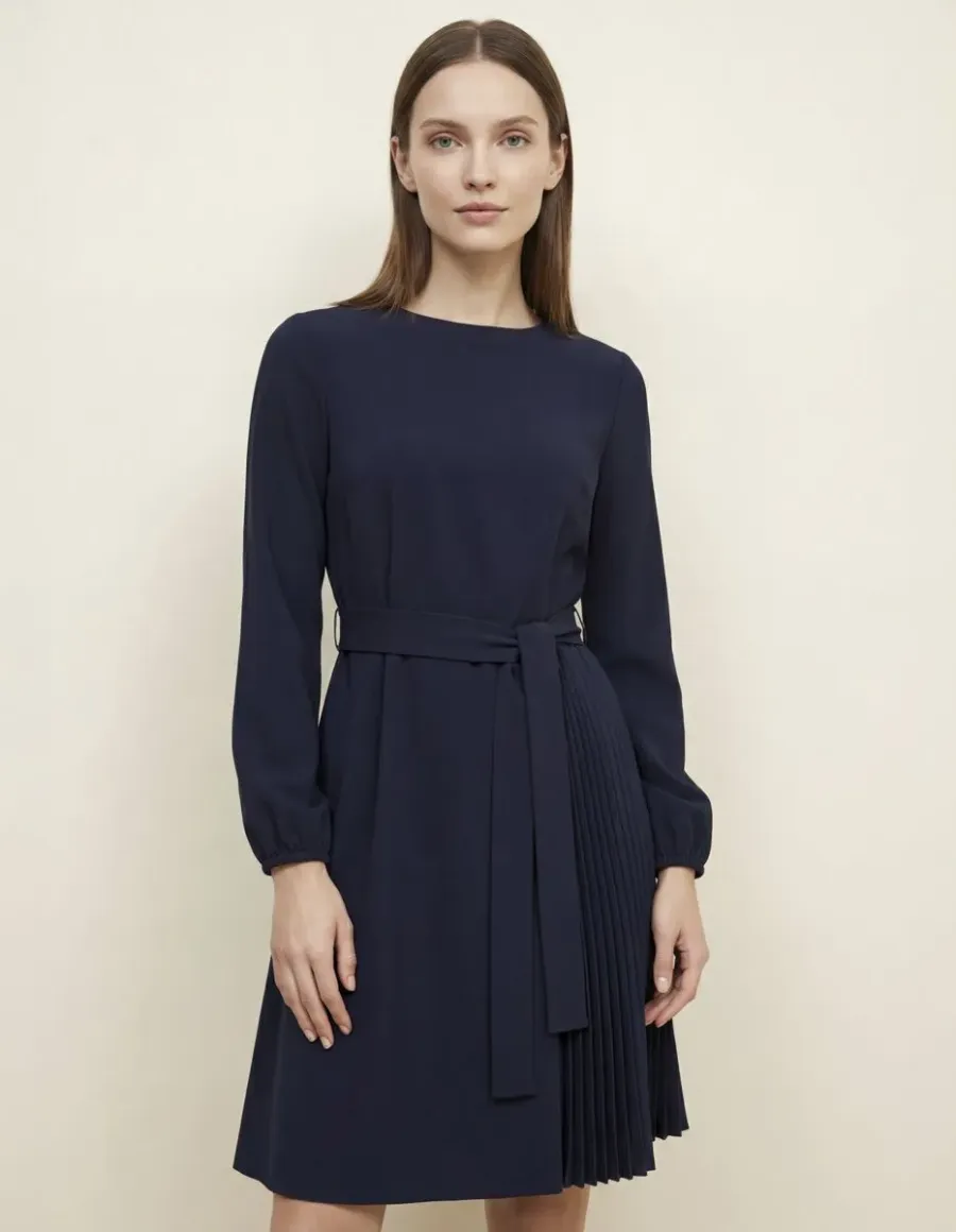 Abito plissé laterale donna Riviera blu navy