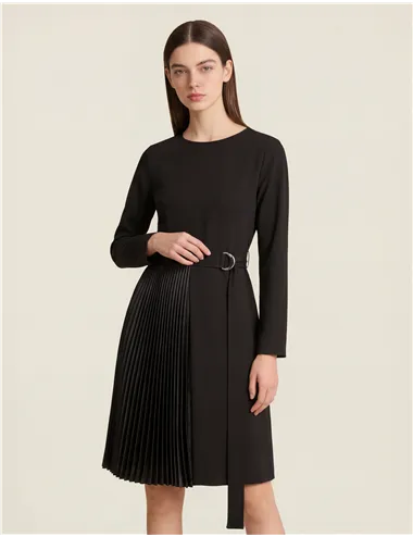 Abito plissé asimmetrico donna Scatola nero