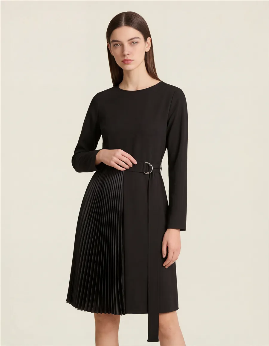 Abito plissé asimmetrico donna Scatola nero