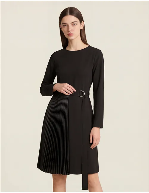 Abito plissé asimmetrico donna Scatola nero