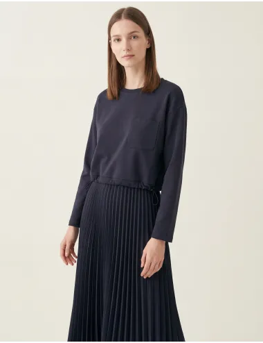 Abito felpa plissé donna Riviera blu navy