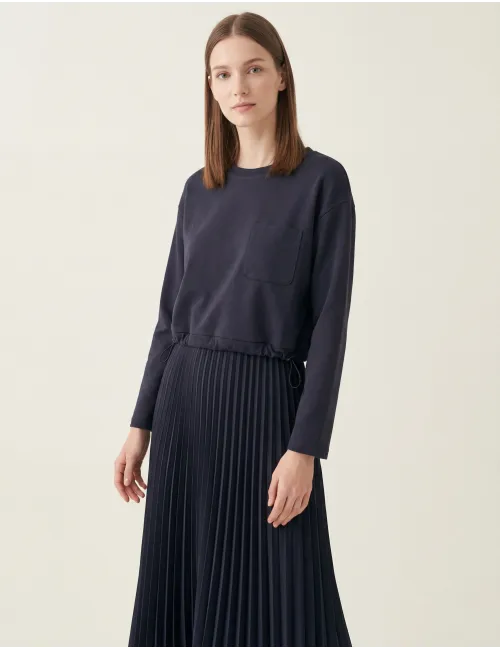 Abito felpa plissé donna Riviera blu navy