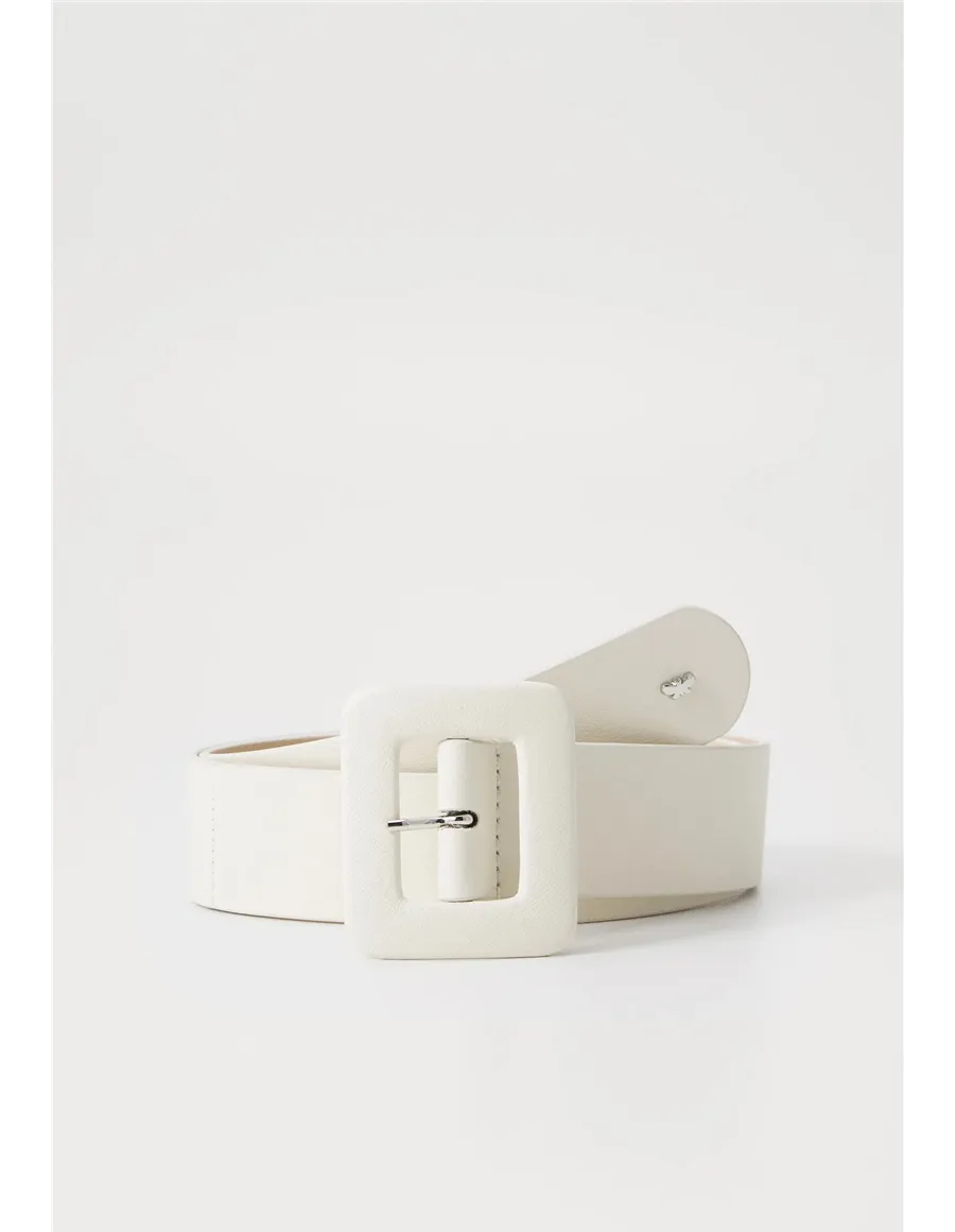 Cintura pelle ampia donna Brio bianco