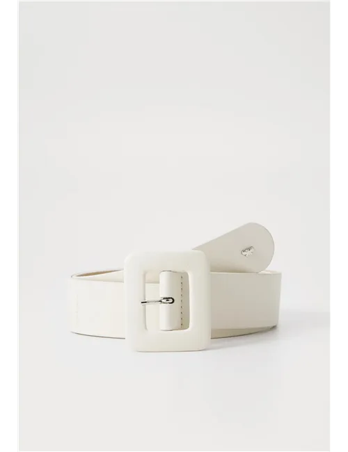 Cintura pelle ampia donna Brio bianco