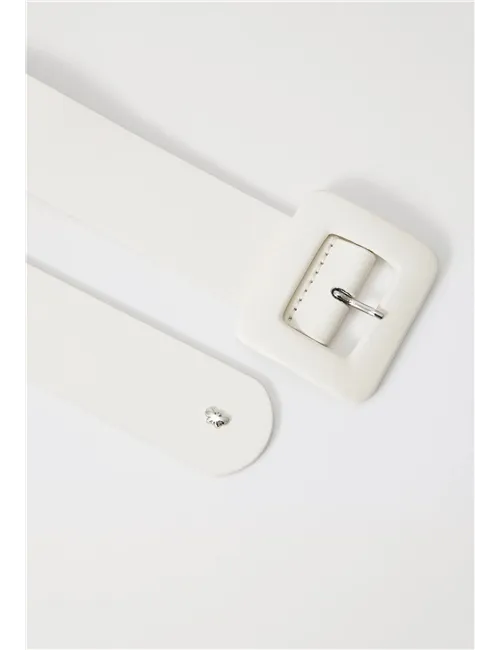 Cintura pelle ampia donna Brio bianco
