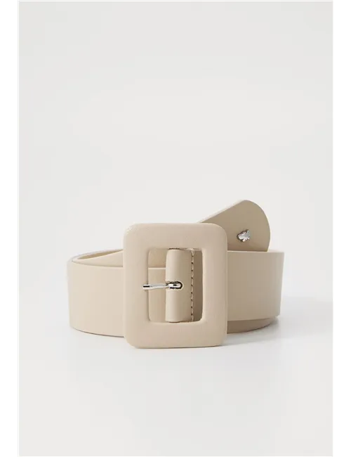 Cintura pelle ampia donna Brio beige