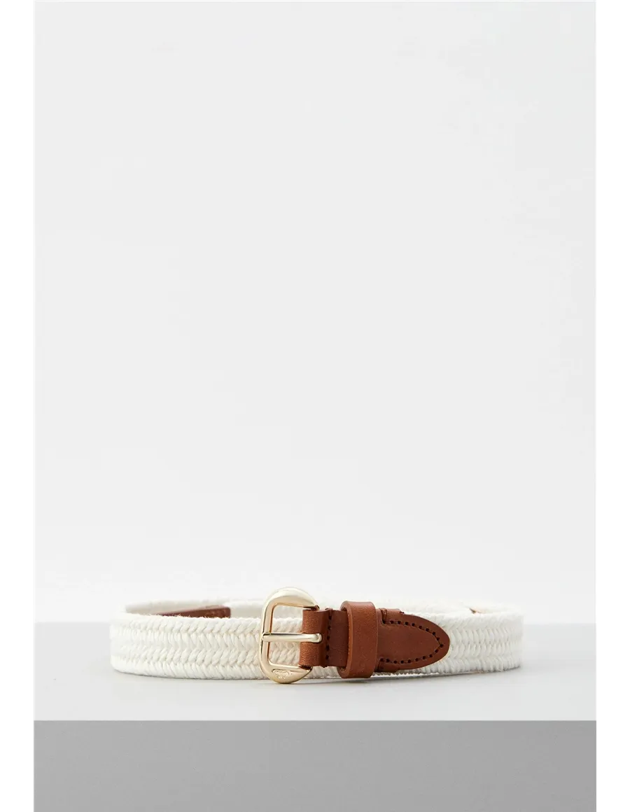 Cintura intrecciata tessuto pelle donna Rupia bianco marrone