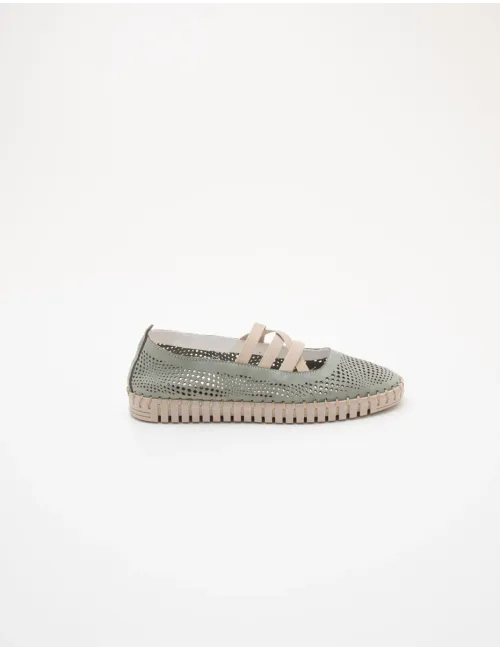 Ballerine donna nabuk laserato salvia