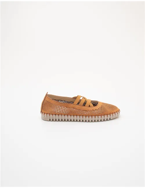 Ballerine donna nabuk laserato caramello