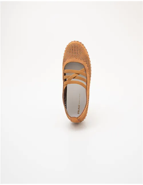 Ballerine donna nabuk laserato caramello
