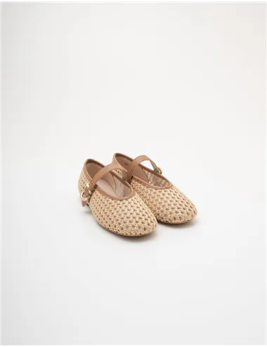Ballerine donna raffia beige