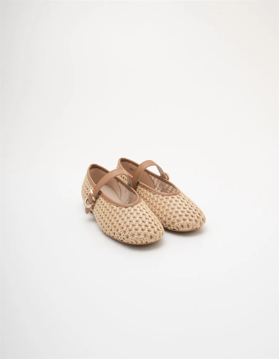 Ballerine donna raffia beige
