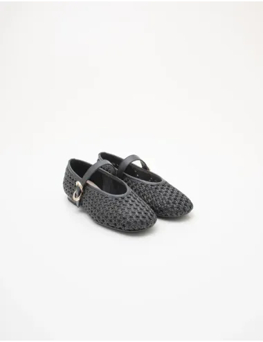 Ballerine donna raffia nero